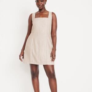 Old Navy Flax Linen Square-Neck Linen-Blend Mini Dress